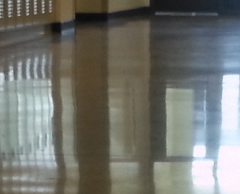 High gloss sheen finisha on school flooring