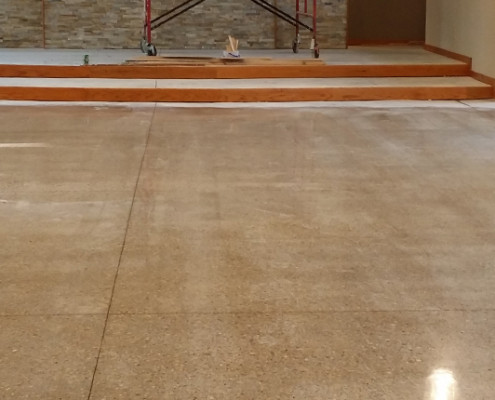 Church high gloss concrete floor polishing