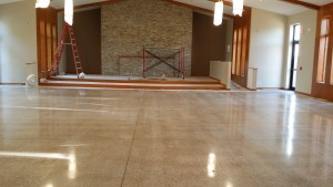 Post High Gloss Polished Concrete large aggregate exposure Lutheran Church