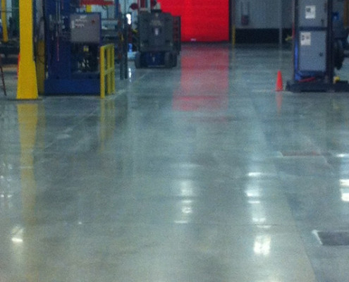 Polished concrete flooring at manufacturing facility Ottumwa, Iowa