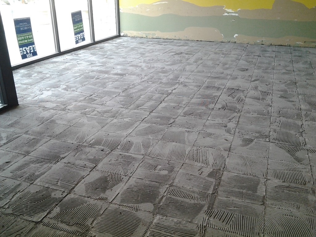 Pre tile grout removal: Concrete floor preparation